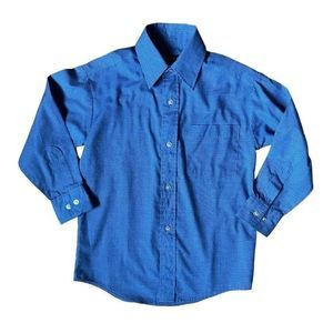Boys George Blue Shirt Size 4-5 Button Up collared Shirt, Long Sleeve XS S